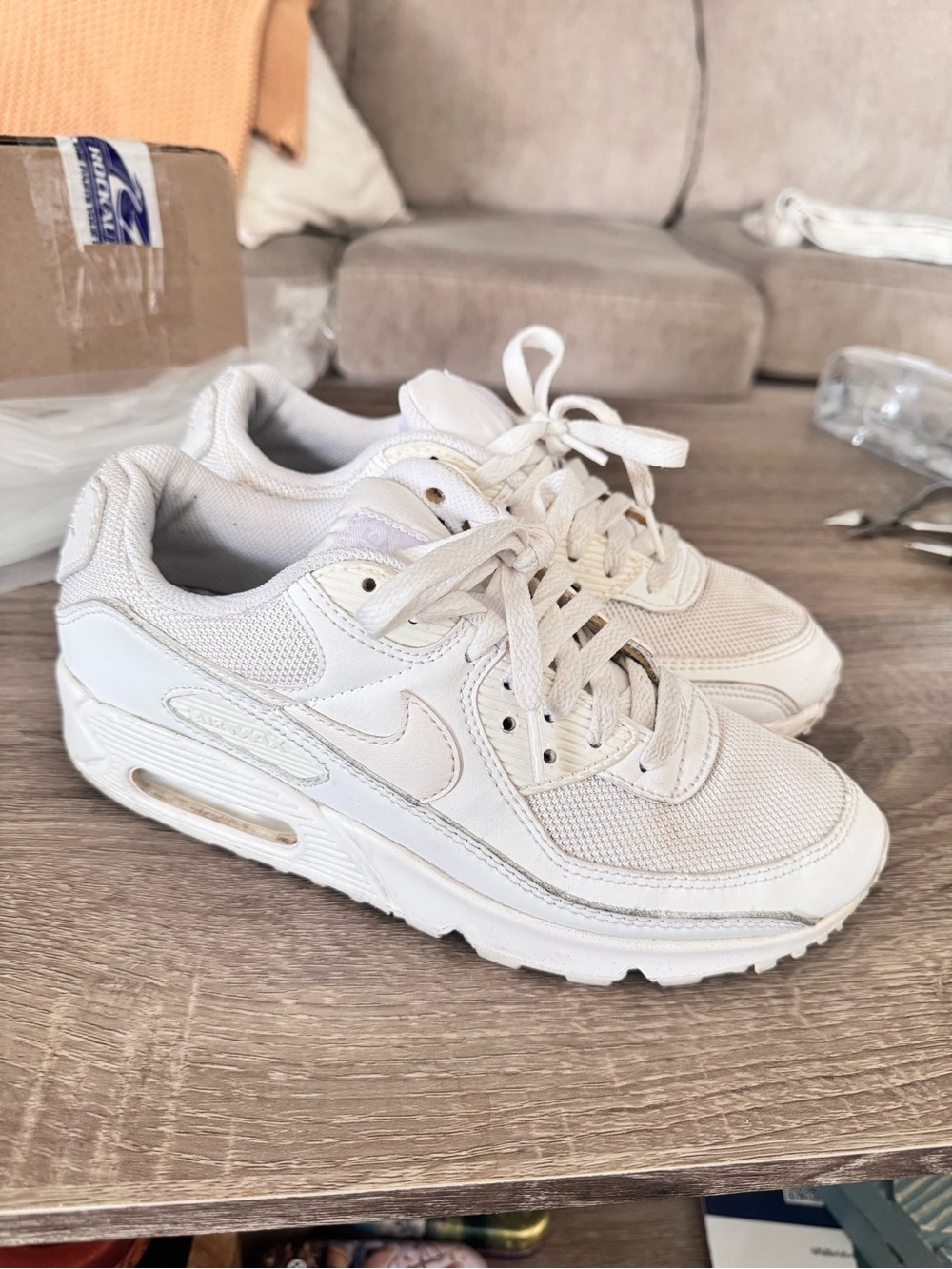 Nike Women’s White Air Max 90 Style Mesh Sneakers 8.5